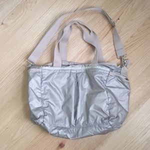 LeSportsac Silver Metallic Duffle Gym bag